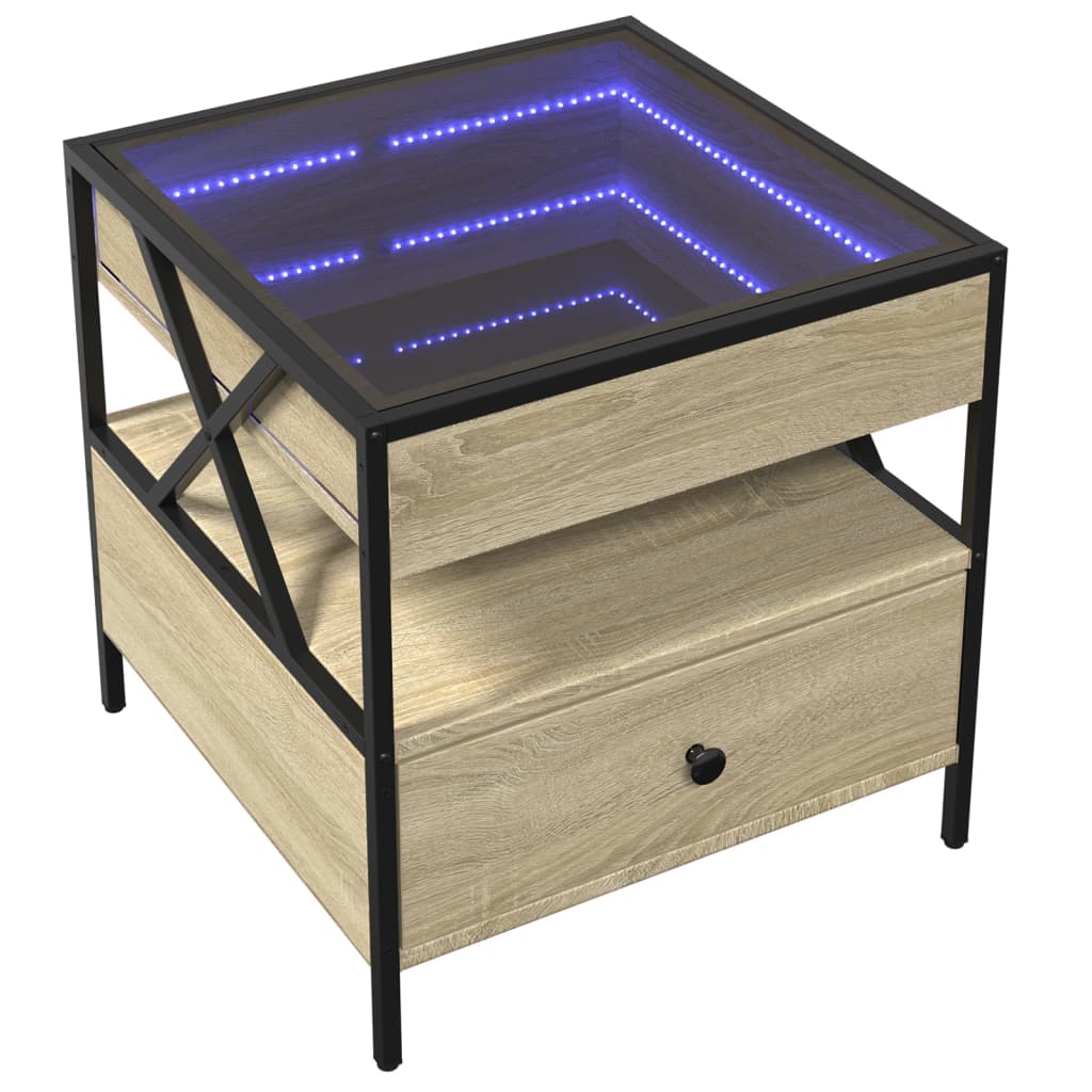 Table basse avec LED Infinity chêne sonoma 50x50x51 cm - XIOS