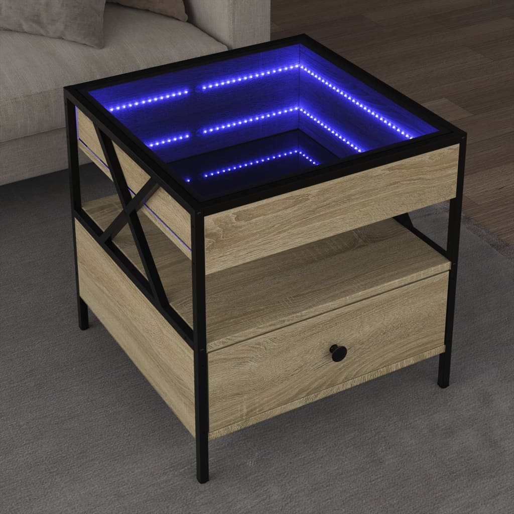 Table basse avec LED Infinity chêne sonoma 50x50x51 cm - XIOS