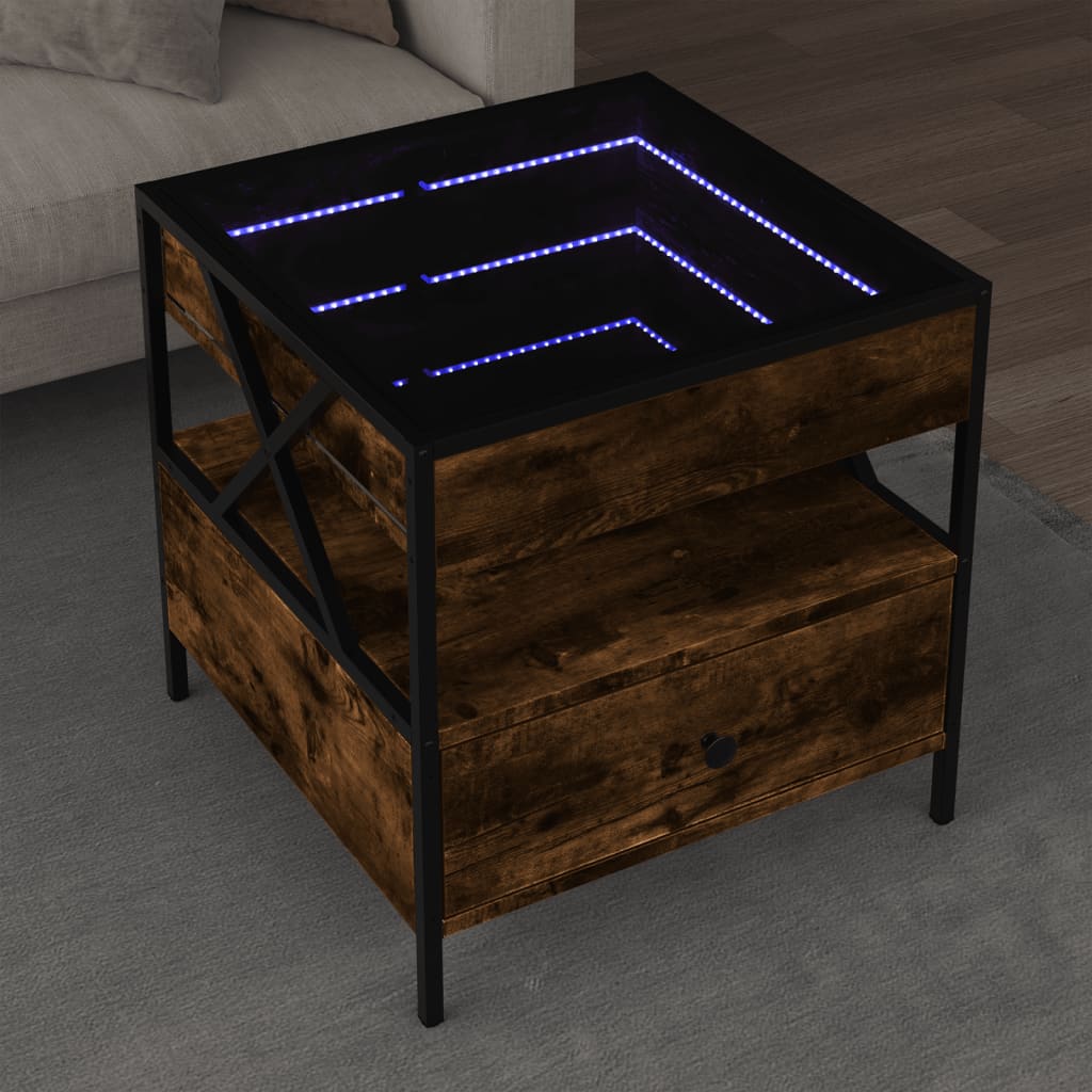 Table basse avec LED Infinity chêne fumé 50x50x51 cm - XIOS