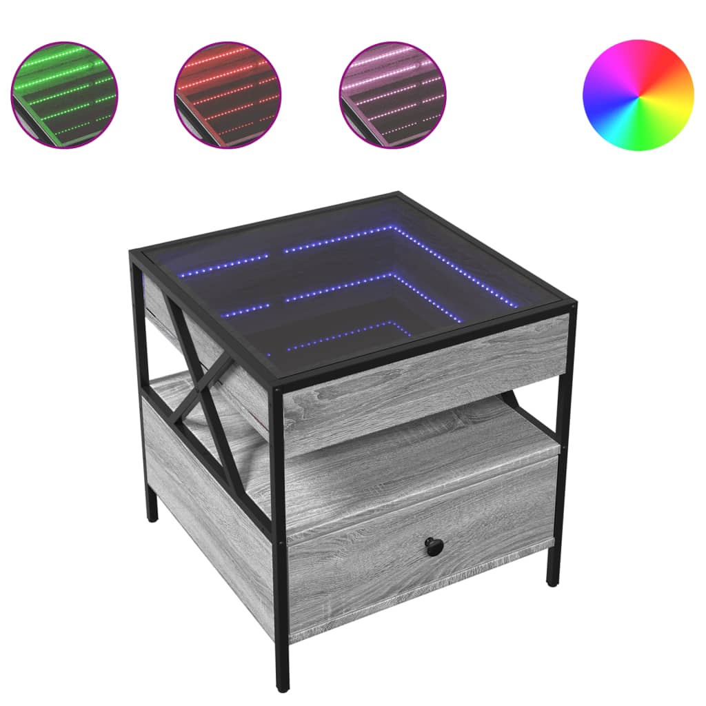 Table basse avec LED Infinity sonoma gris 50x50x51 cm - XIOS