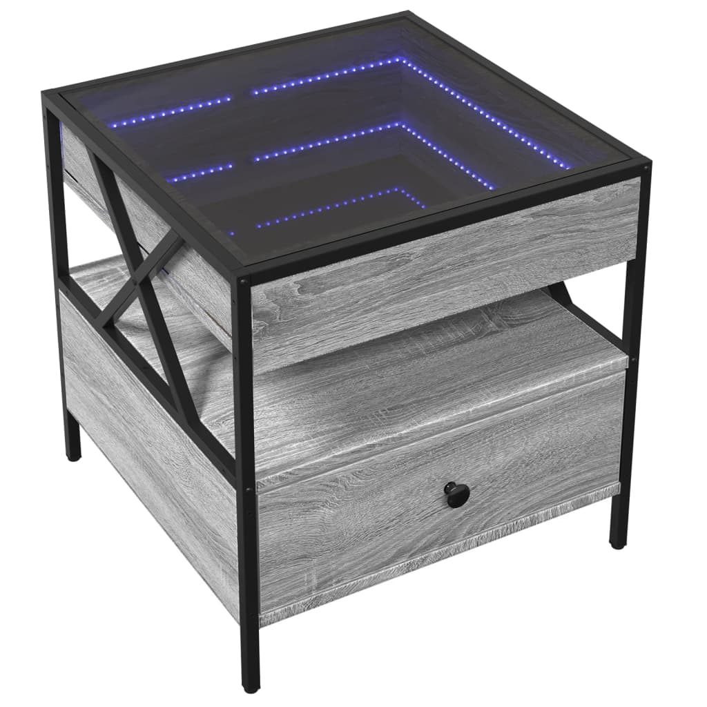 Table basse avec LED Infinity sonoma gris 50x50x51 cm - XIOS