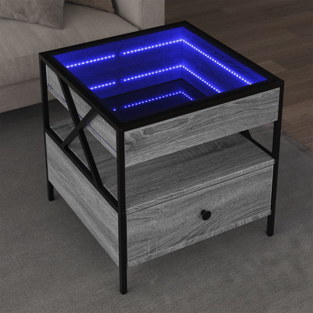 Table basse avec LED Infinity sonoma gris 50x50x51 cm - XIOS
