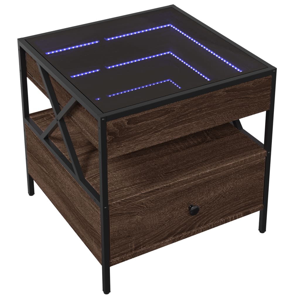 Table basse avec LED Infinity chêne marron 50x50x51 cm - XIOS