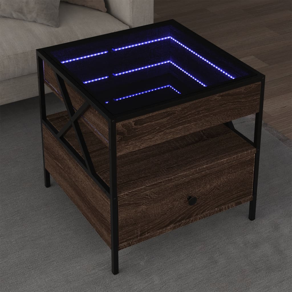 Table basse avec LED Infinity chêne marron 50x50x51 cm - XIOS