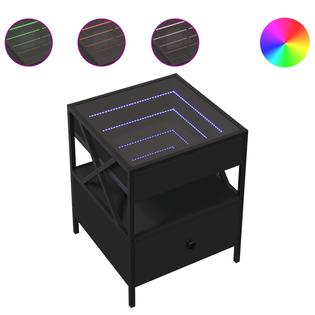 Table basse avec LED Infinity noir 40x40x51 cm - XIOS