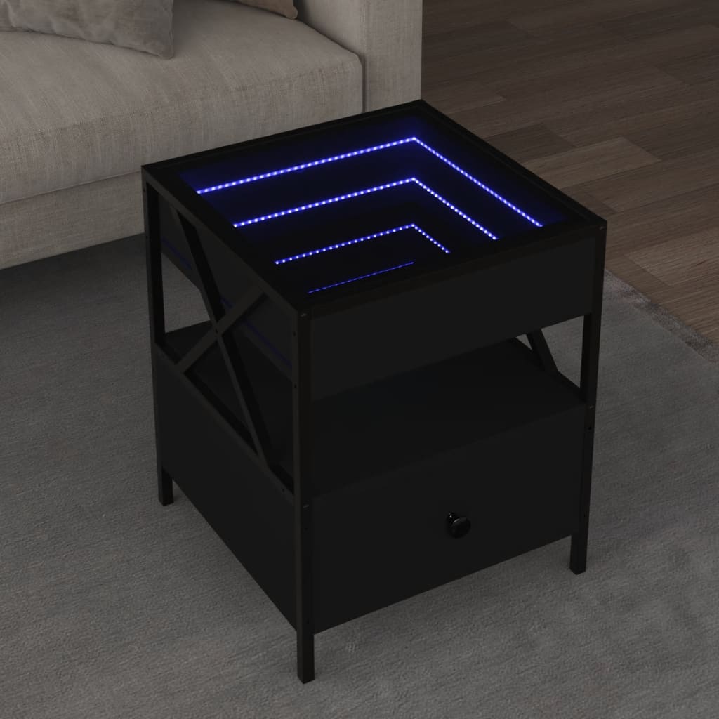 Table basse avec LED Infinity noir 40x40x51 cm - XIOS