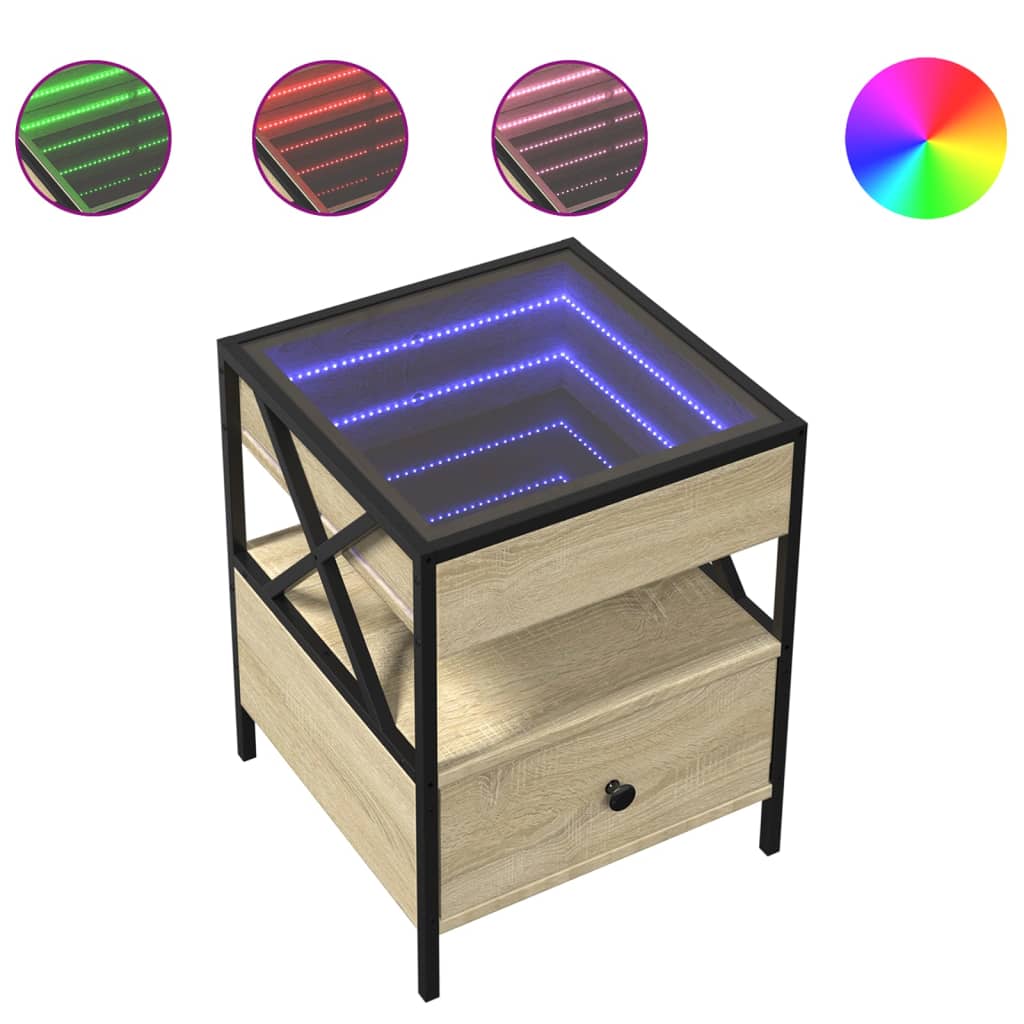 Table basse avec LED Infinity chêne sonoma 40x40x51 cm - XIOS
