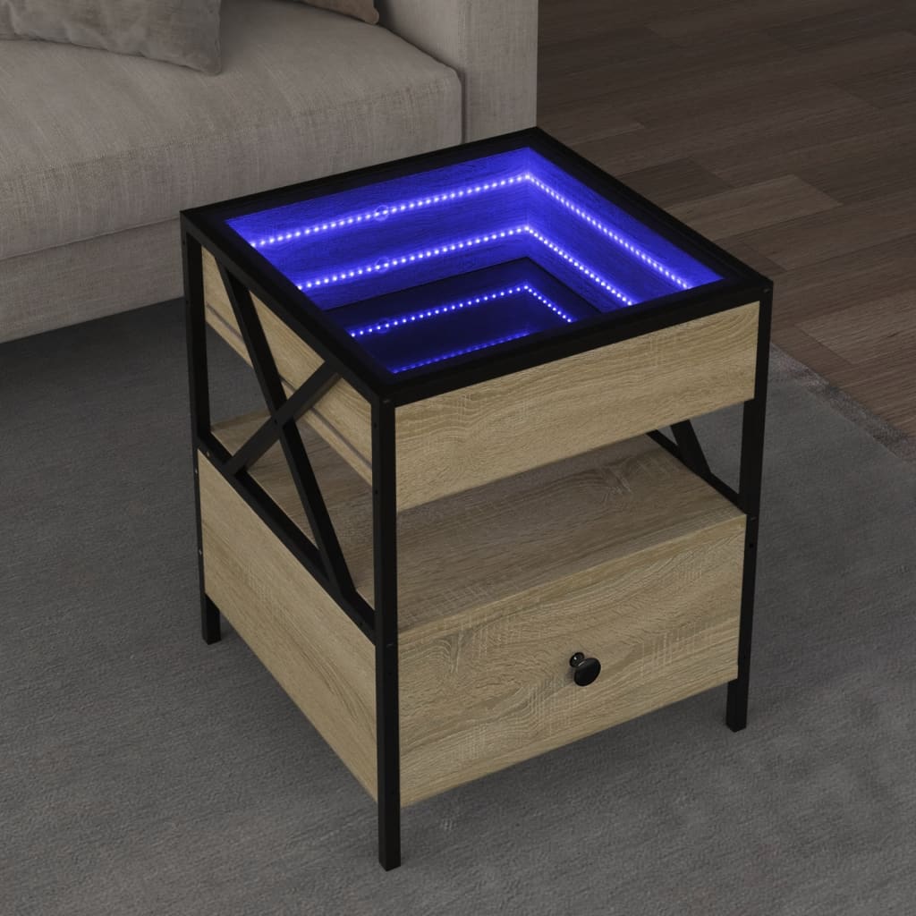 Table basse avec LED Infinity chêne sonoma 40x40x51 cm - XIOS