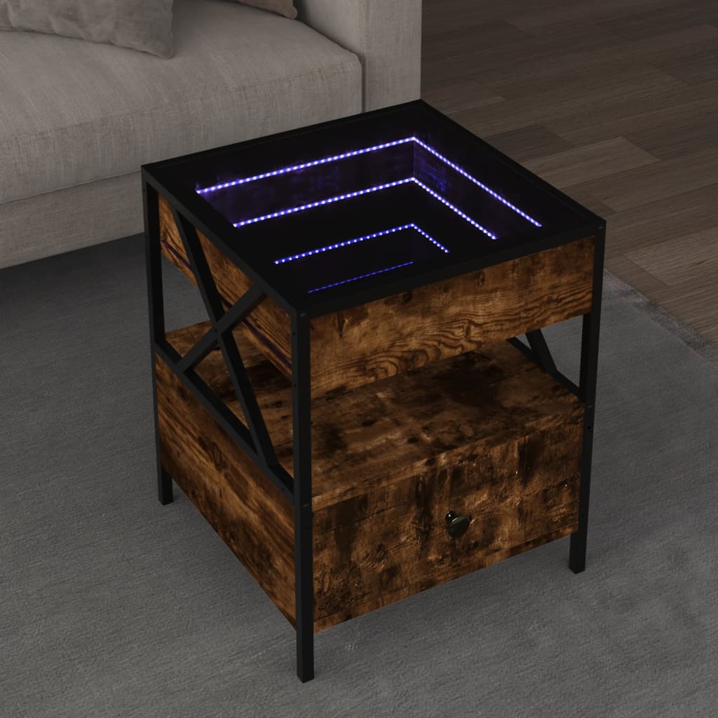 Table basse avec LED Infinity chêne fumé 40x40x51 cm - XIOS