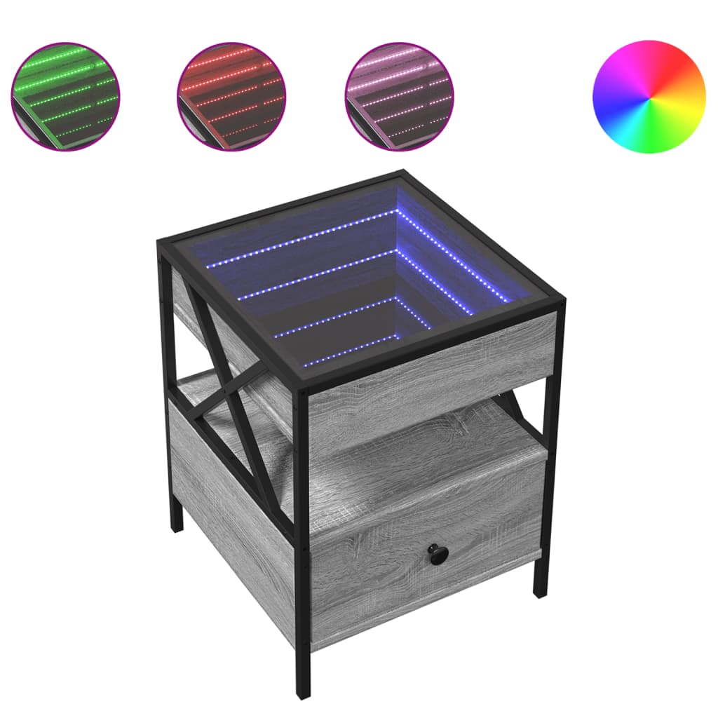 Table basse avec LED Infinity sonoma gris 40x40x51 cm - XIOS