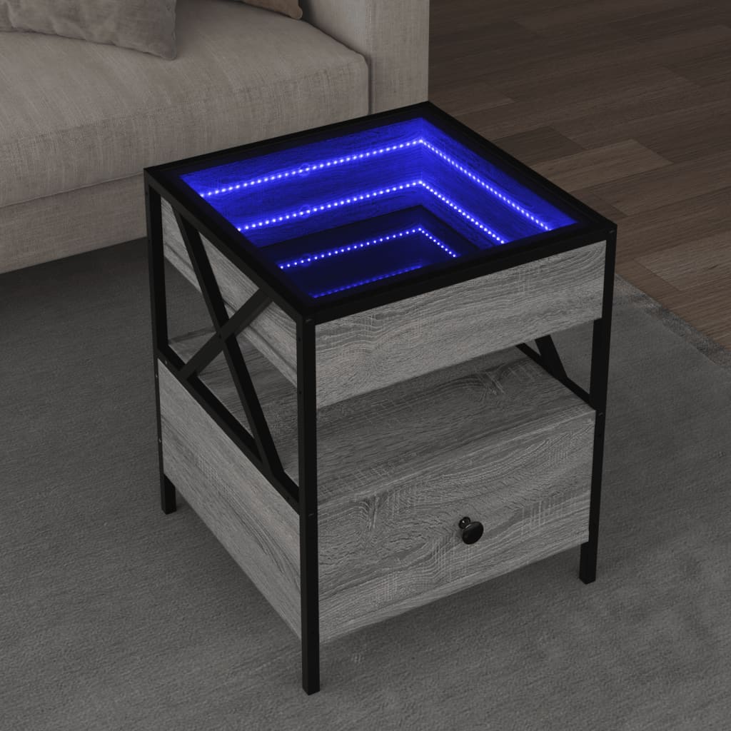Table basse avec LED Infinity sonoma gris 40x40x51 cm - XIOS