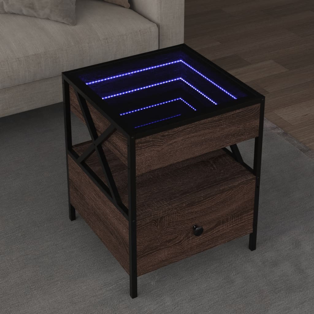 Table basse avec LED Infinity chêne marron 40x40x51 cm - XIOS