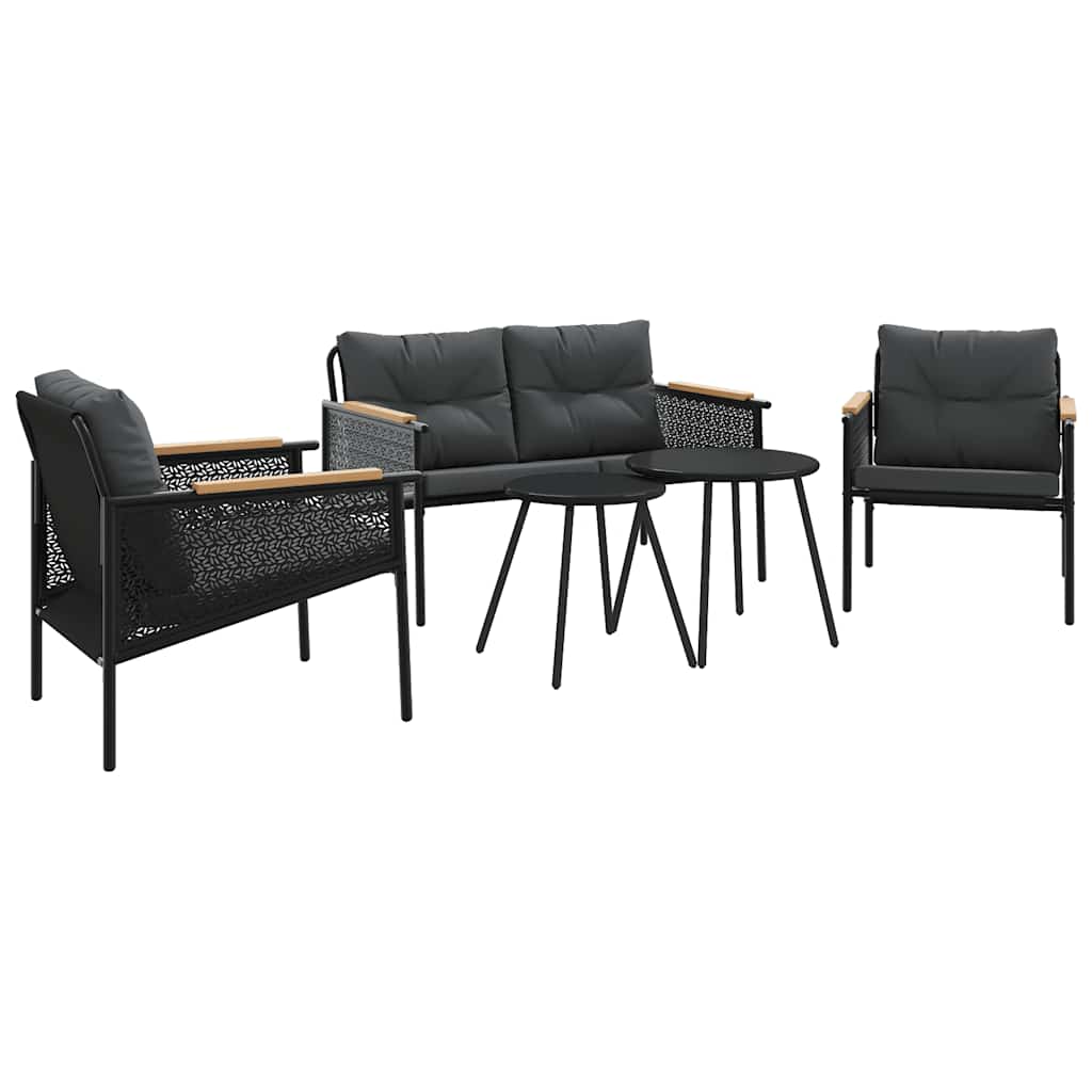 Ensemble de meubles de balcon avec coussins 5 pcs noir acier - XIOS