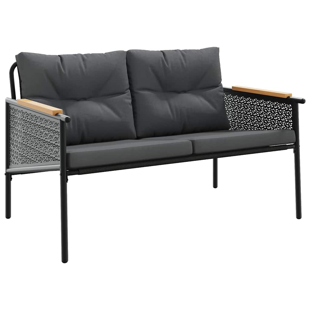 Ensemble de meubles de balcon avec coussins 5 pcs noir acier - XIOS