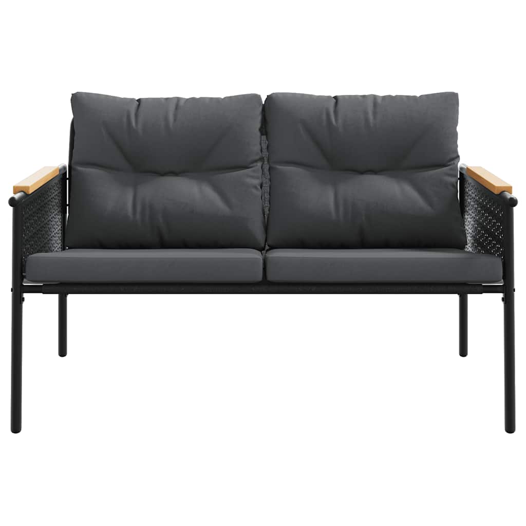 Ensemble de meubles de balcon avec coussins 5 pcs noir acier - XIOS