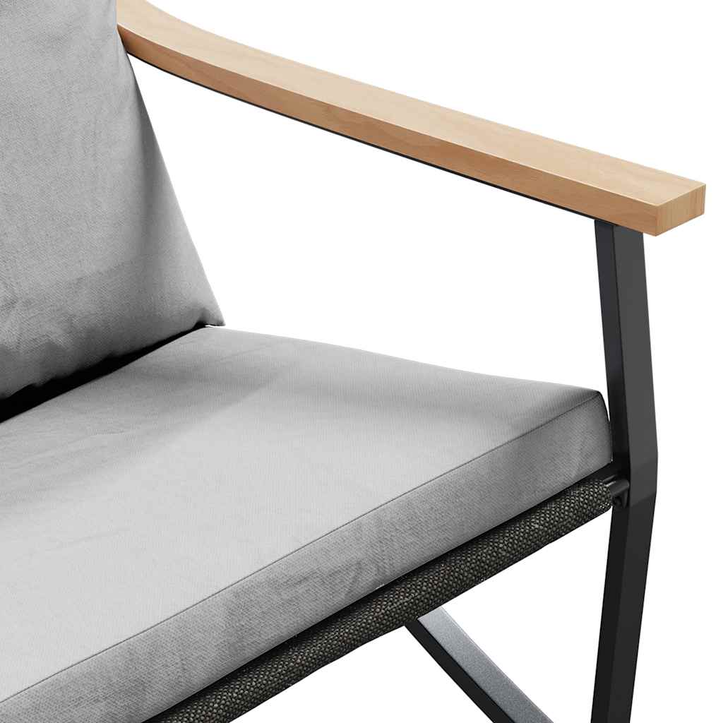 Ensemble de meubles de balcon avec coussins 3 pcs noir acier - XIOS