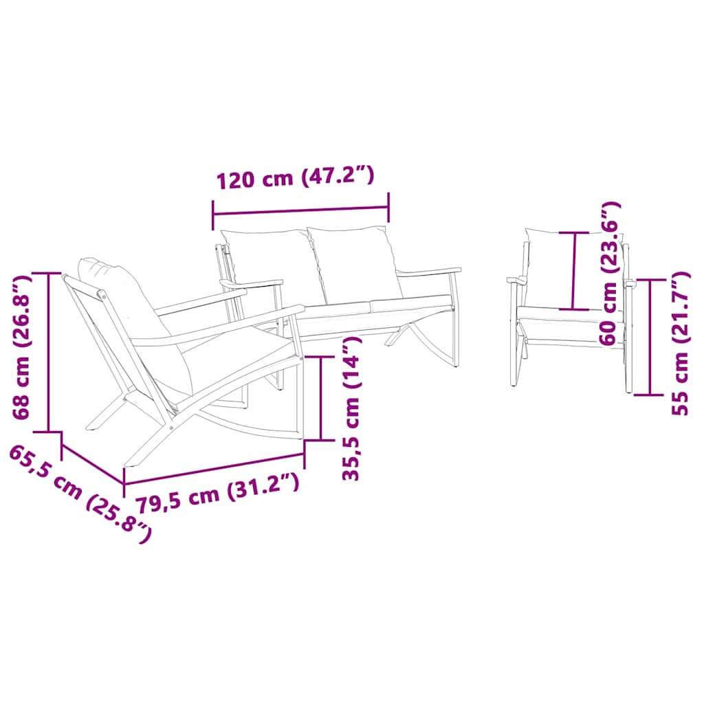 Ensemble de meubles de balcon avec coussins 3 pcs noir acier - XIOS
