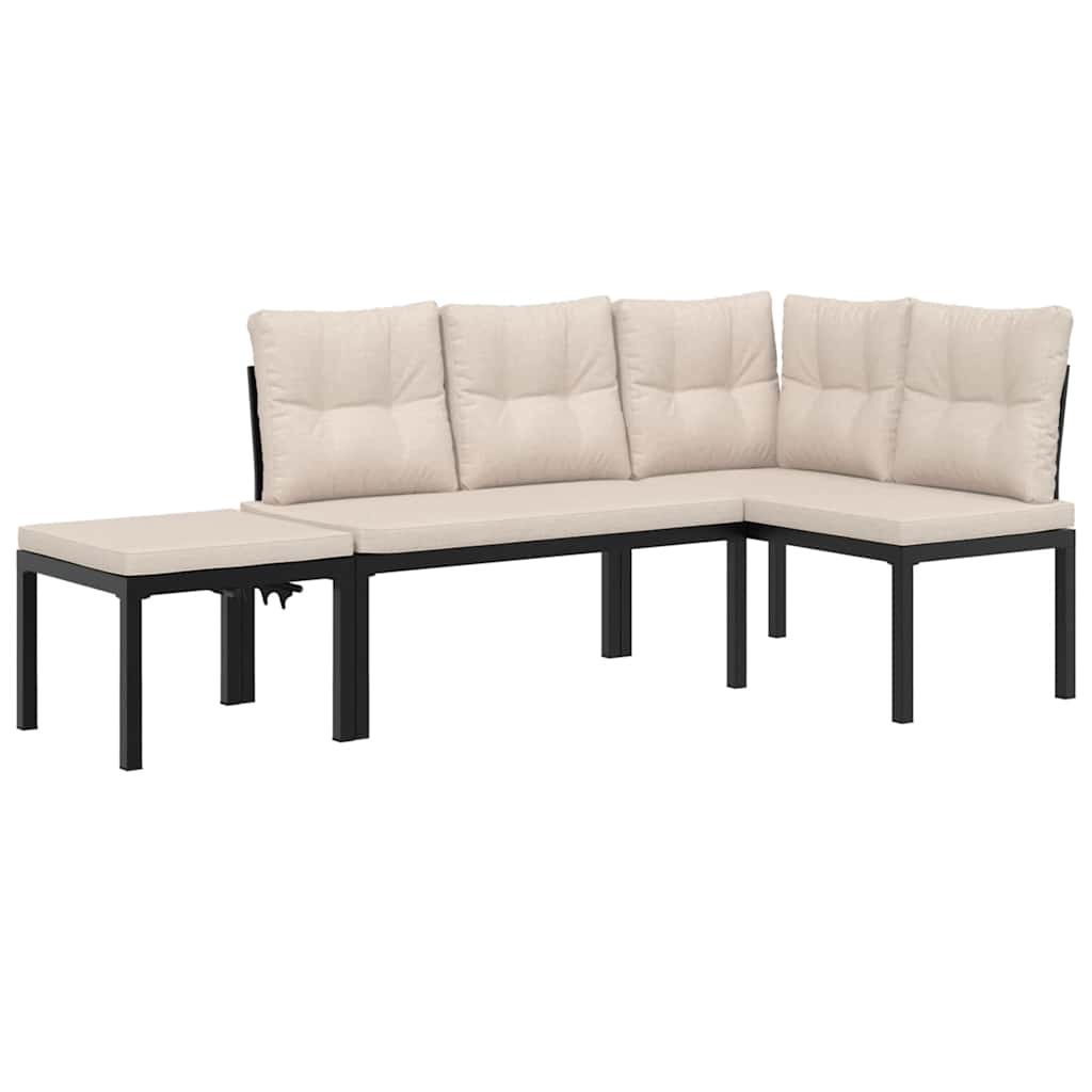 Ensemble de banc de jardin avec coussins 3 pcs noir - XIOS