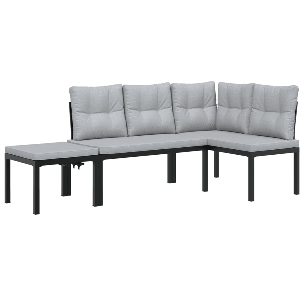 Ensemble de banc de jardin avec coussins 3 pcs noir - XIOS