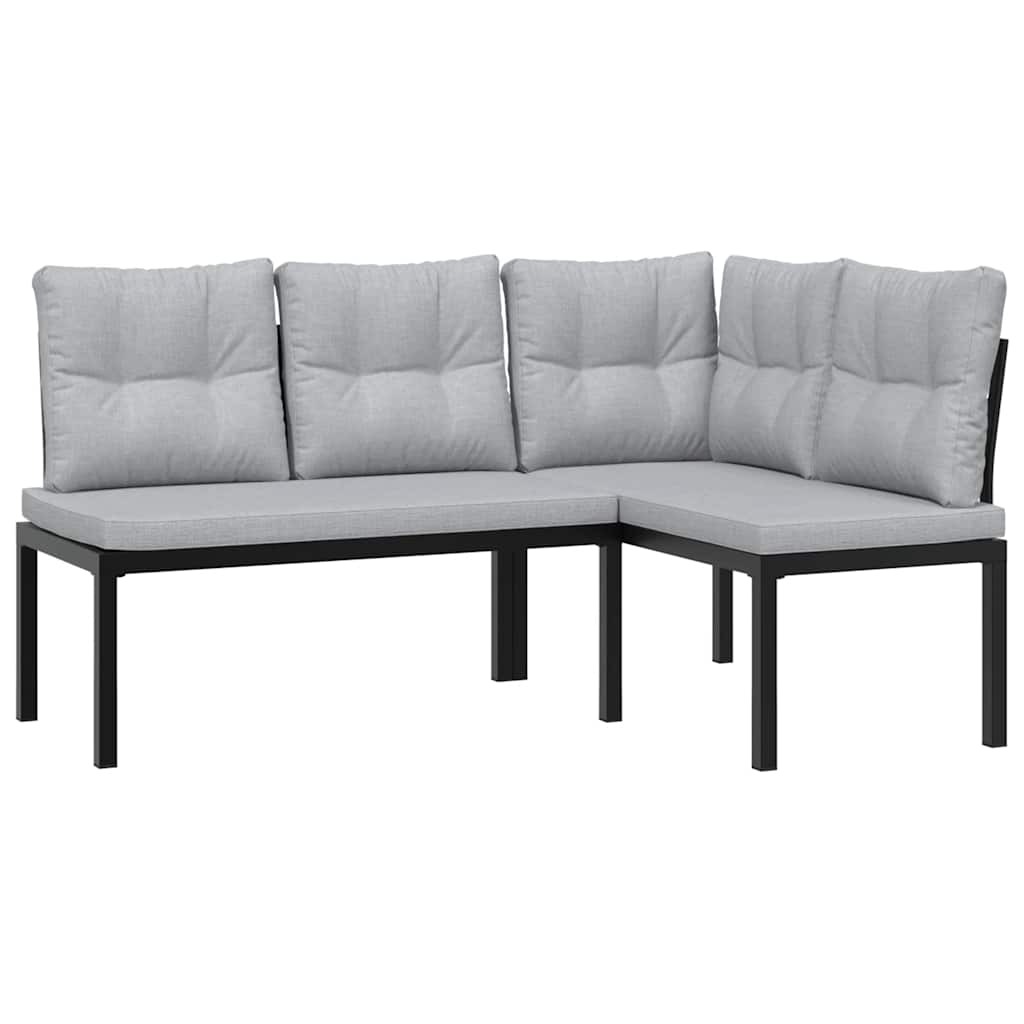 Salon de jardin avec coussins 5 pcs noir acier enduit de poudre - XIOS
