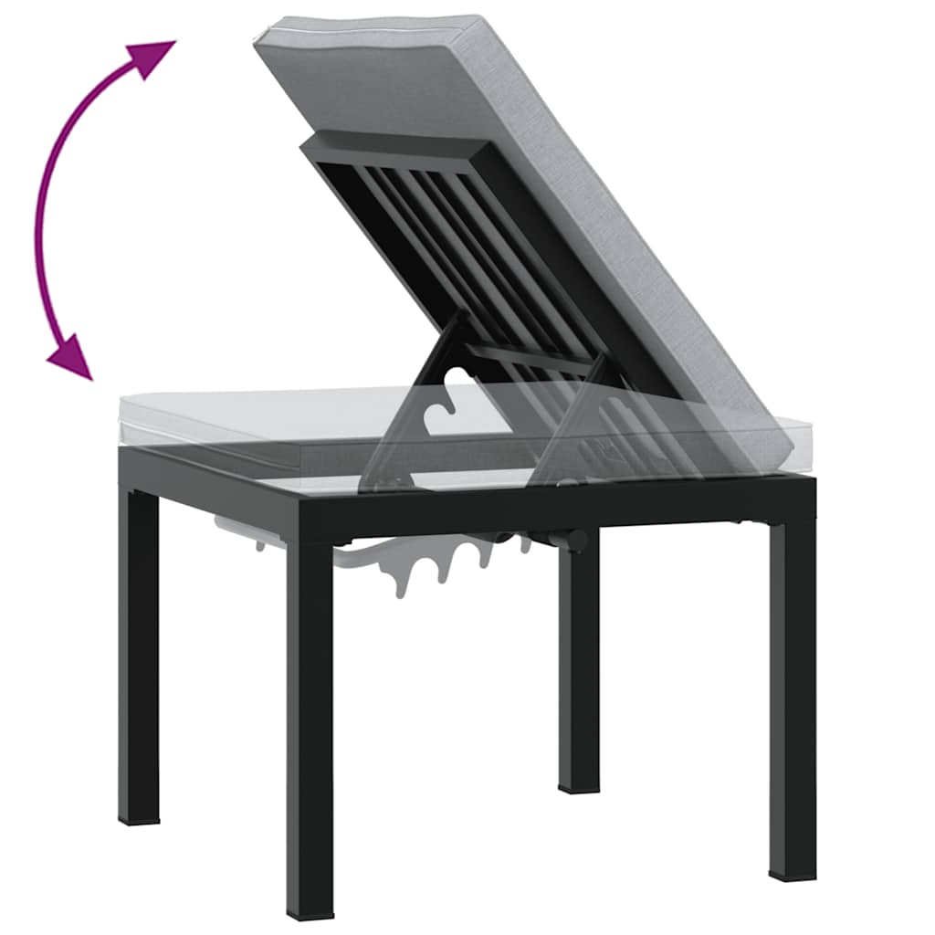 Salon de jardin avec coussins 5 pcs noir acier enduit de poudre - XIOS