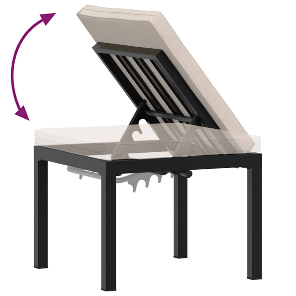 Salon de jardin avec coussins 4 pcs noir acier enduit de poudre - XIOS