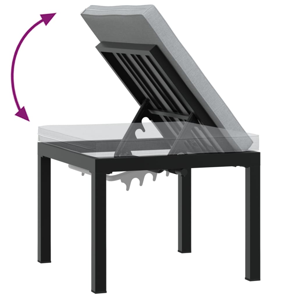 Salon de jardin avec coussins 4 pcs noir acier enduit de poudre - XIOS