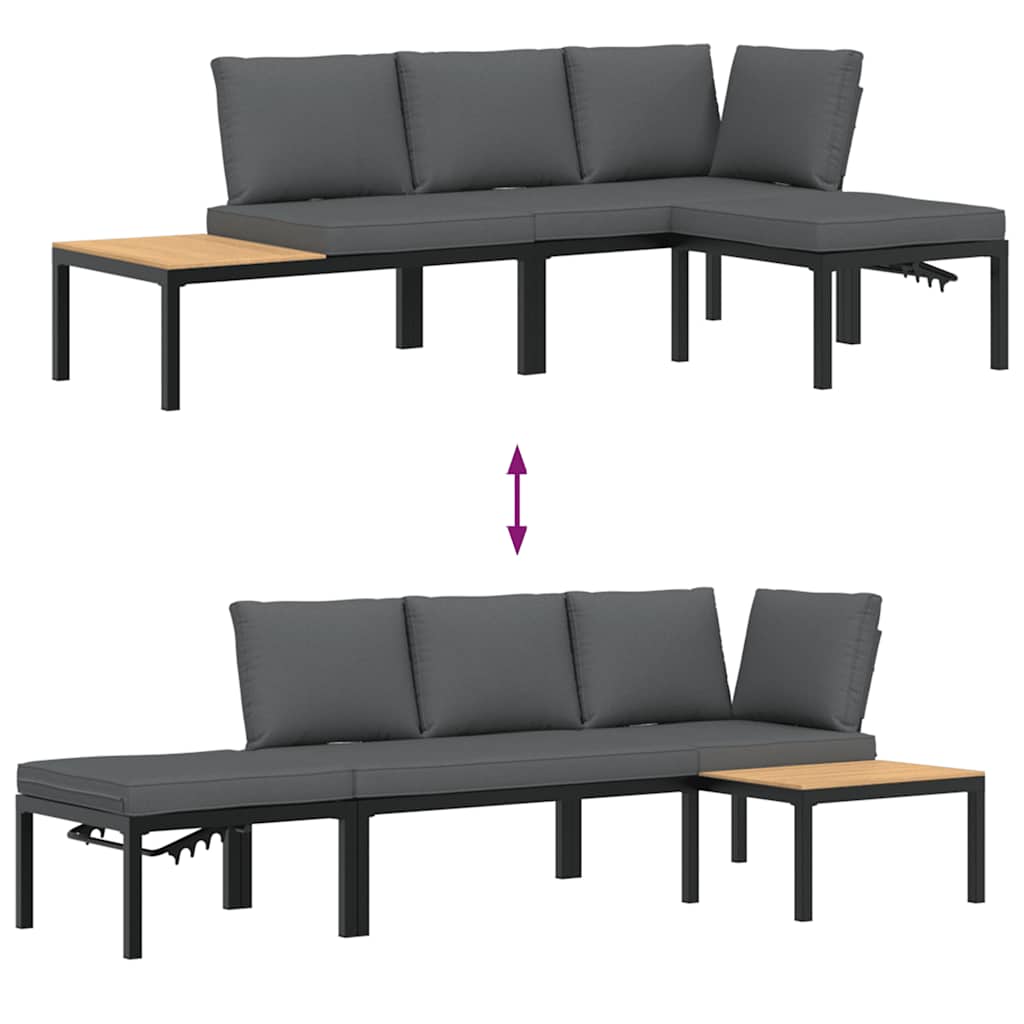 Salon de jardin 3 pcs avec coussins noir aluminium - XIOS