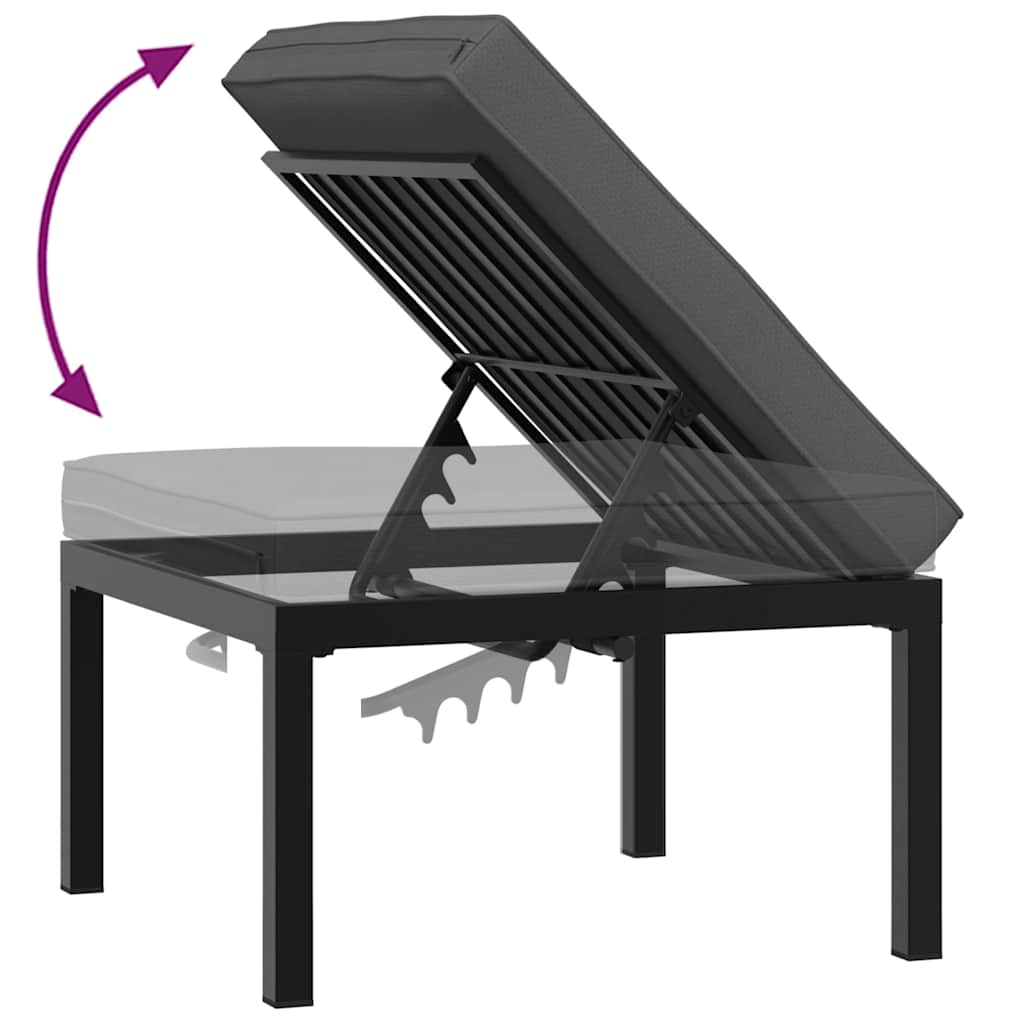 Salon de jardin 3 pcs avec coussins noir aluminium - XIOS