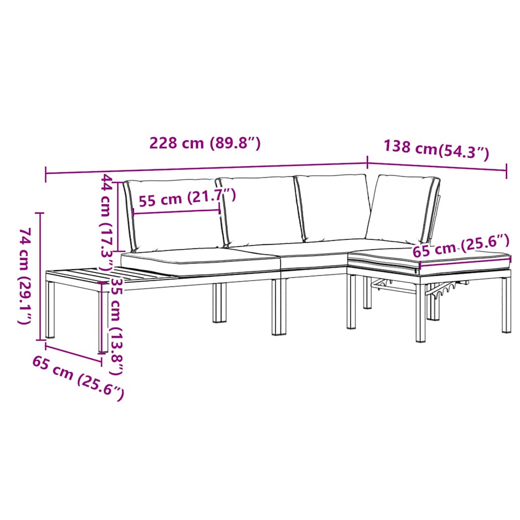 Salon de jardin 3 pcs avec coussins noir aluminium - XIOS