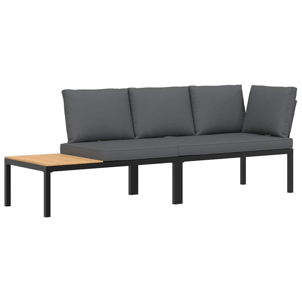 Salon de jardin 2 pcs avec coussins noir aluminium - XIOS
