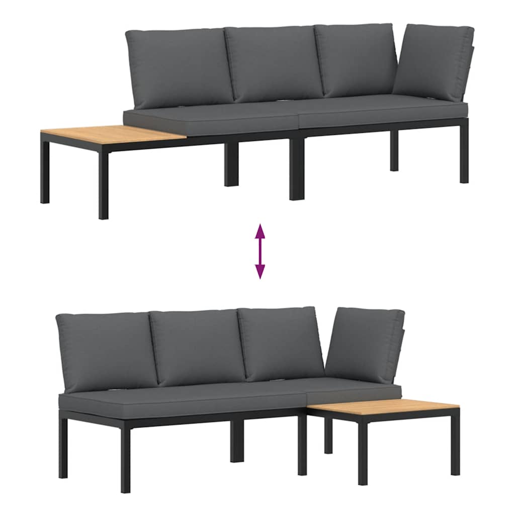 Salon de jardin 2 pcs avec coussins noir aluminium - XIOS