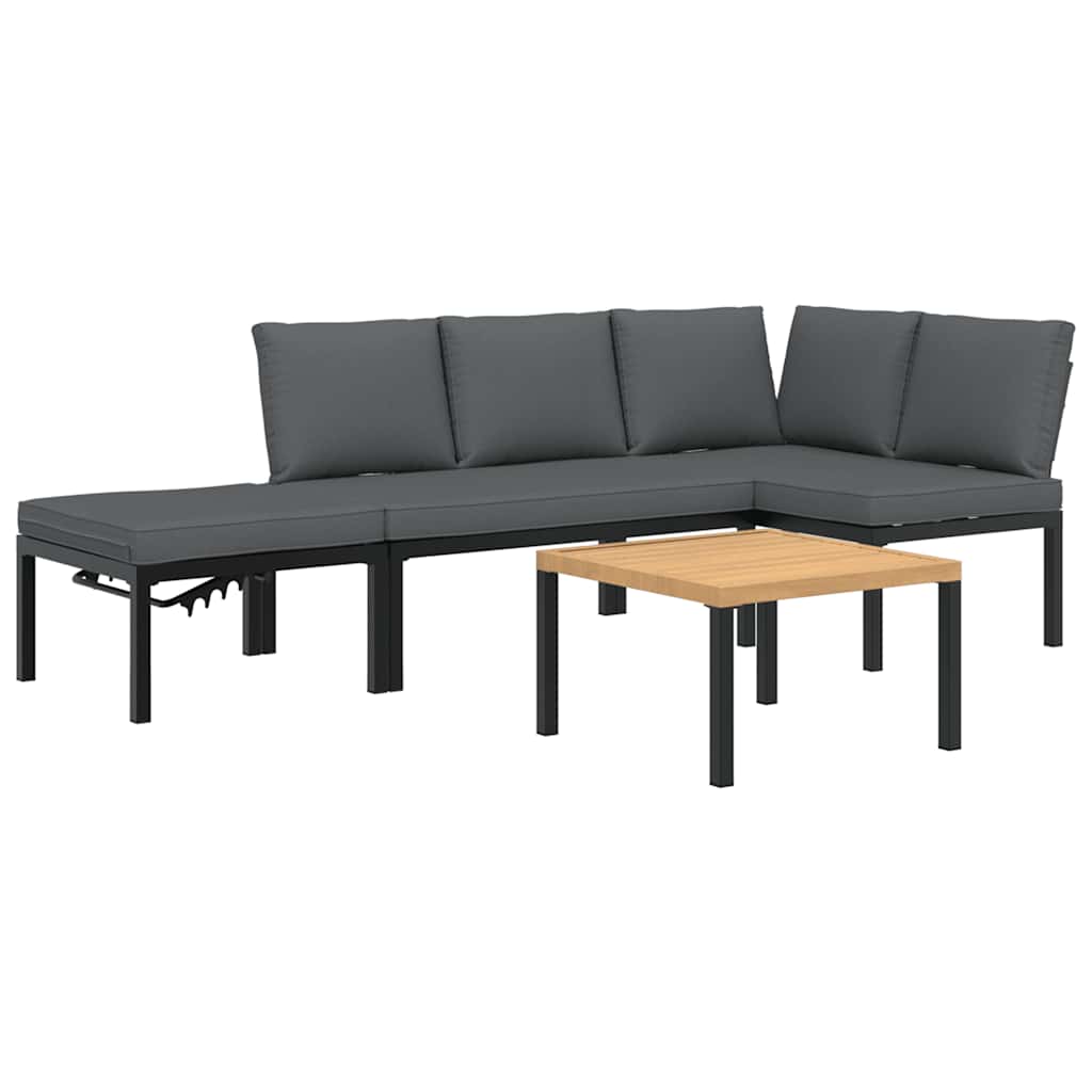 Salon de jardin 4 pcs avec coussins noir aluminium - XIOS