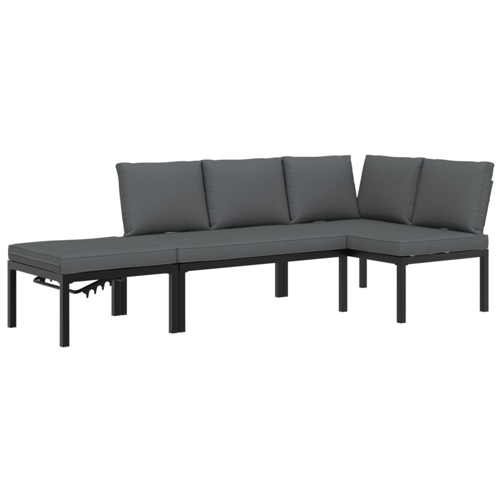 Salon de jardin 3 pcs avec coussins noir aluminium - XIOS