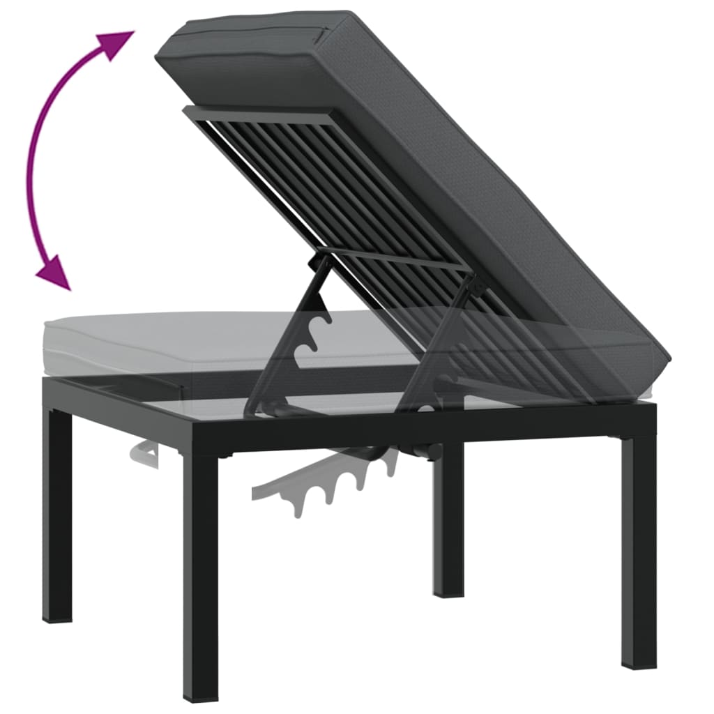 Salon de jardin 3 pcs avec coussins noir aluminium - XIOS