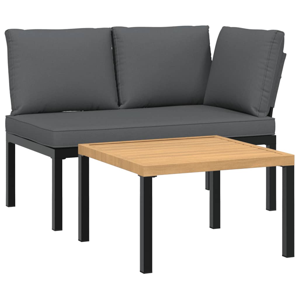 Salon de jardin 2 pcs avec coussins noir aluminium - XIOS