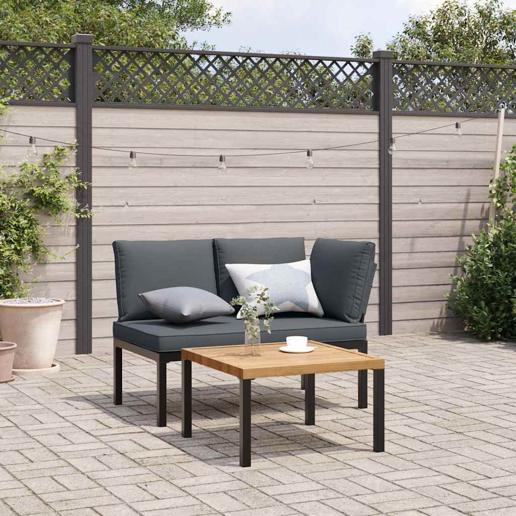 Salon de jardin 2 pcs avec coussins noir aluminium - XIOS