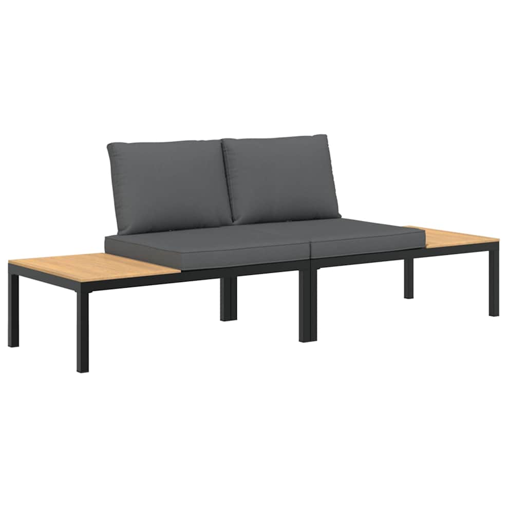 Salon de jardin 2 pcs avec coussins noir aluminium - XIOS