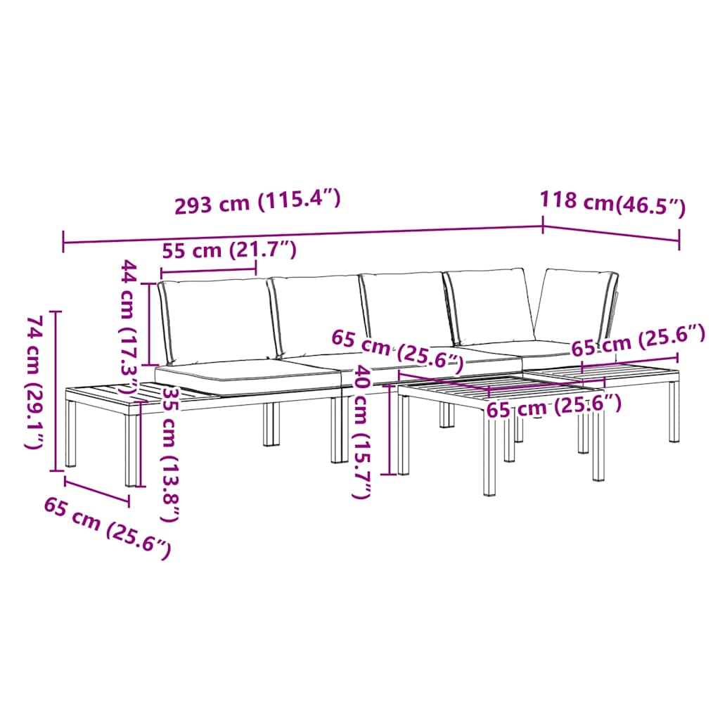 Salon de jardin 4 pcs avec coussins noir aluminium - XIOS