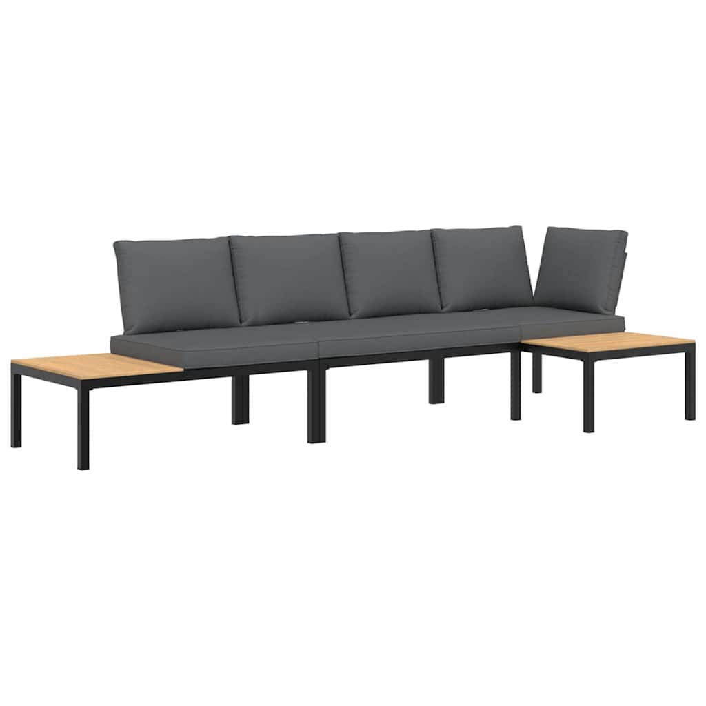 Salon de jardin 3 pcs avec coussins noir aluminium - XIOS