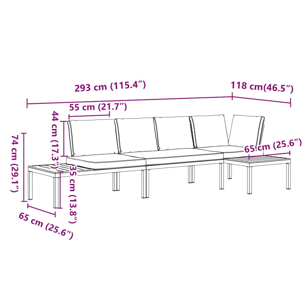 Salon de jardin 3 pcs avec coussins noir aluminium - XIOS