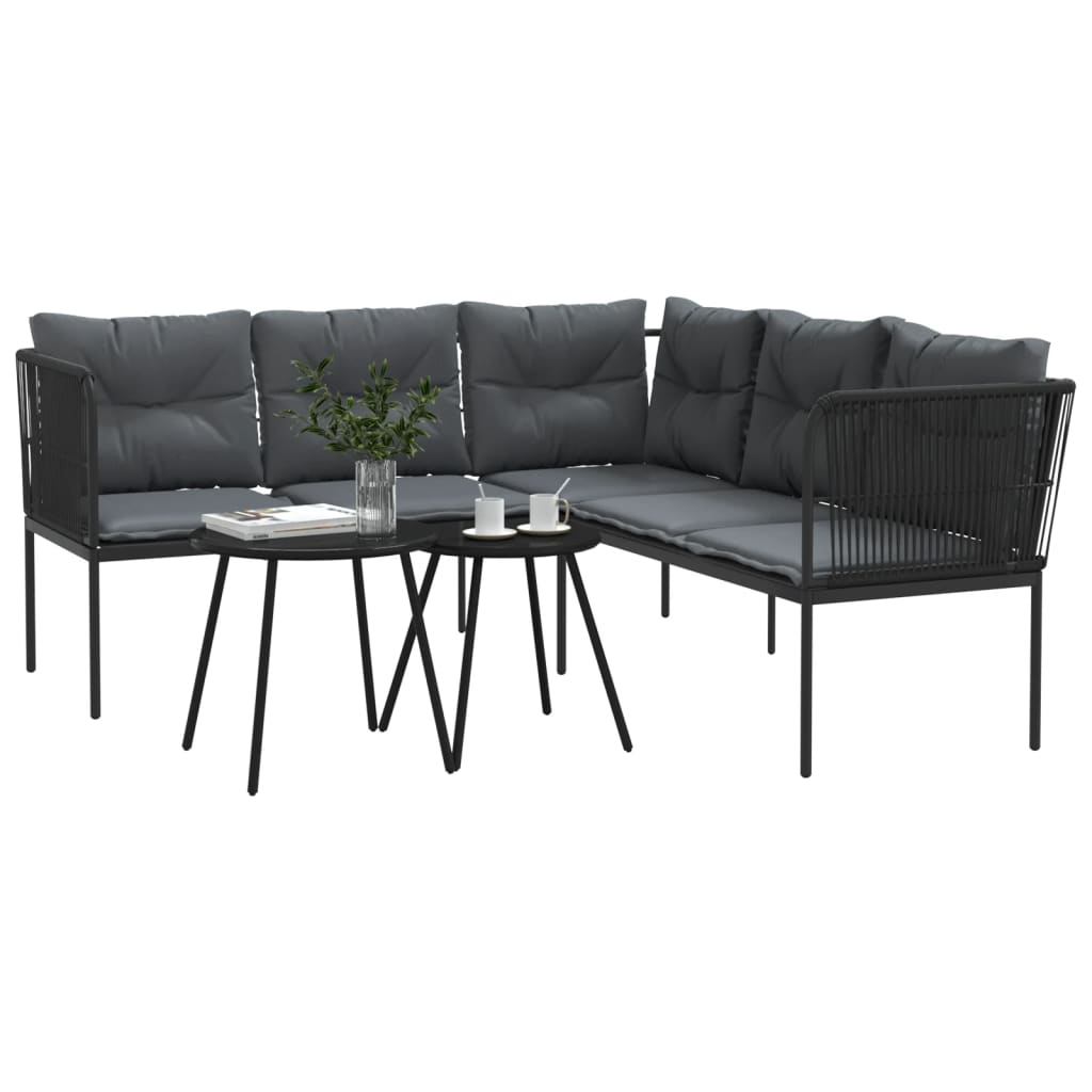 Ensemble de canapés de jardin et coussins noir acier textilène - XIOS
