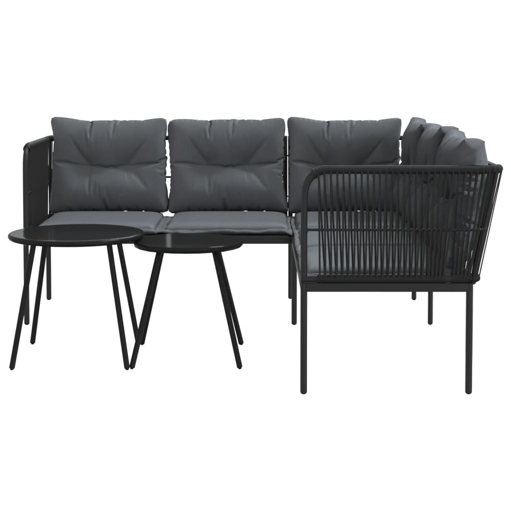 Ensemble de canapés de jardin et coussins noir acier textilène - XIOS