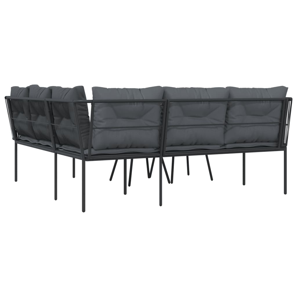 Ensemble de canapés de jardin et coussins noir acier textilène - XIOS