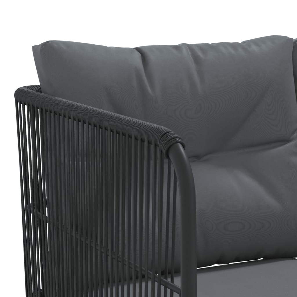 Ensemble de canapés de jardin et coussins noir acier textilène - XIOS