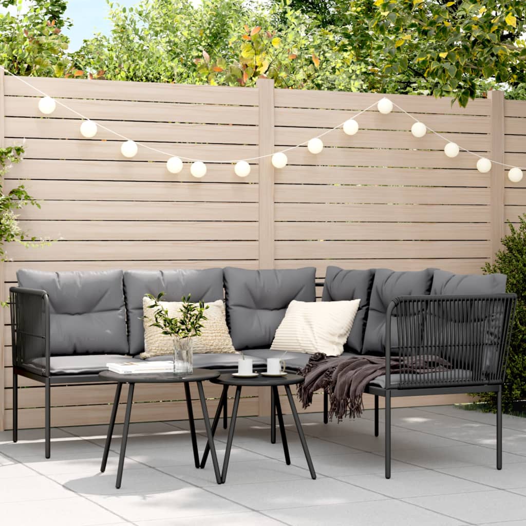 Ensemble de canapés de jardin et coussins noir acier textilène - XIOS