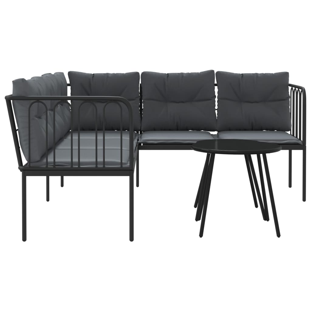 Ensemble de canapés de jardin et coussins noir acier textilène - XIOS