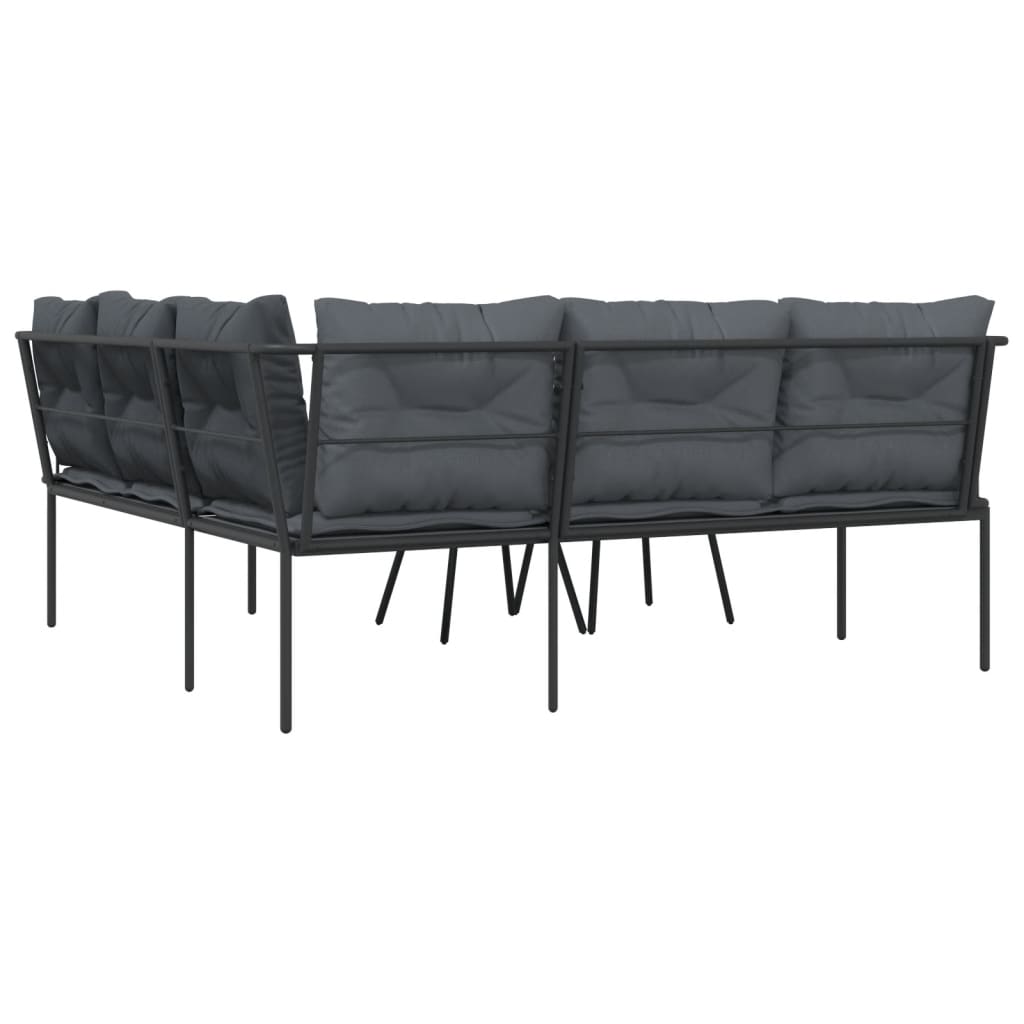 Ensemble de canapés de jardin et coussins noir acier textilène - XIOS