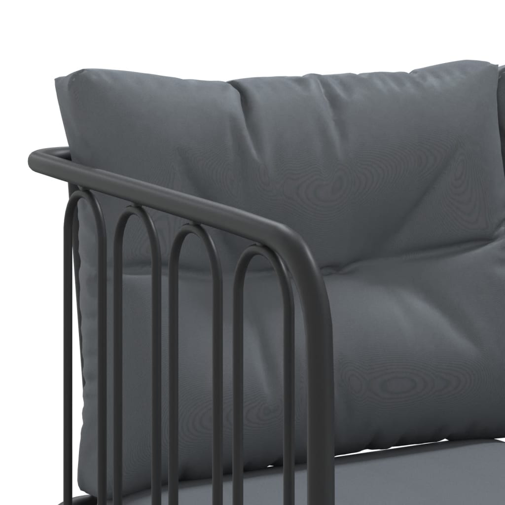 Ensemble de canapés de jardin et coussins noir acier textilène - XIOS