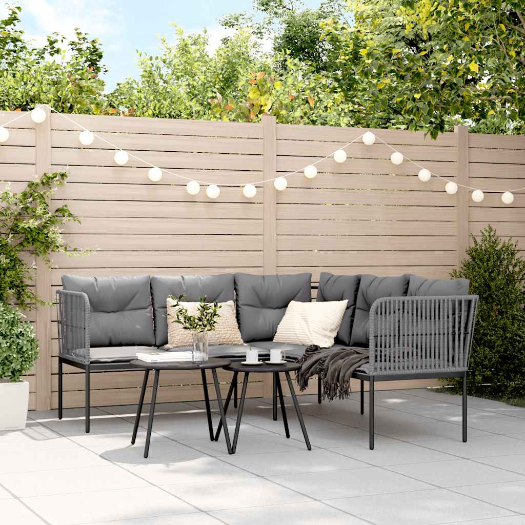 Ensemble de canapés de jardin et coussins noir acier textilène - XIOS